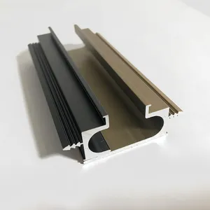 C type aluminum black and gold anodize profile aluminum Continuous Handle grab profile aluminum kitchen cabinet door profile