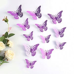 12 autocollants muraux 3D métalliques creux en forme de papillon pour Noël, festivals et décorations de fête à domicile - Product Image 3
