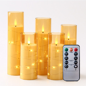 Velas <span class=keywords><strong>LED</strong></span> Electrónicas sin Llama, Juego de 5 Piezas, con Cadena de Estrellas Integrada, Luces <span class=keywords><strong>LED</strong></span> Acrílicas para Oración, Control Remoto, Decoración del Hogar - Product Image 3