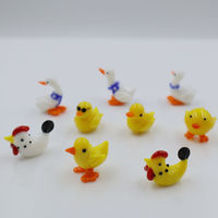 Figurines d'animaux miniatures artisanales en verre de Murano soufflé à la main - Poulet, Oie, Décoration de ferme, Petite œuvre d'art en verre