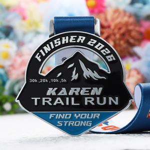 Medalla Deportiva Personalizada de Metal, Plateada Antigua, Esmaltada, de Aleación de Zinc, con Corte Hueco, para Carreras de Trail Running, Medalla de Finalista 3D - Product Image 4