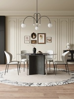 Ensemble de tables et chaises de salle à manger rondes en marbre et bois, style moderne et luxueux, 4, 6 ou 8 places, design de meubles en métal noir pour restaurant complet