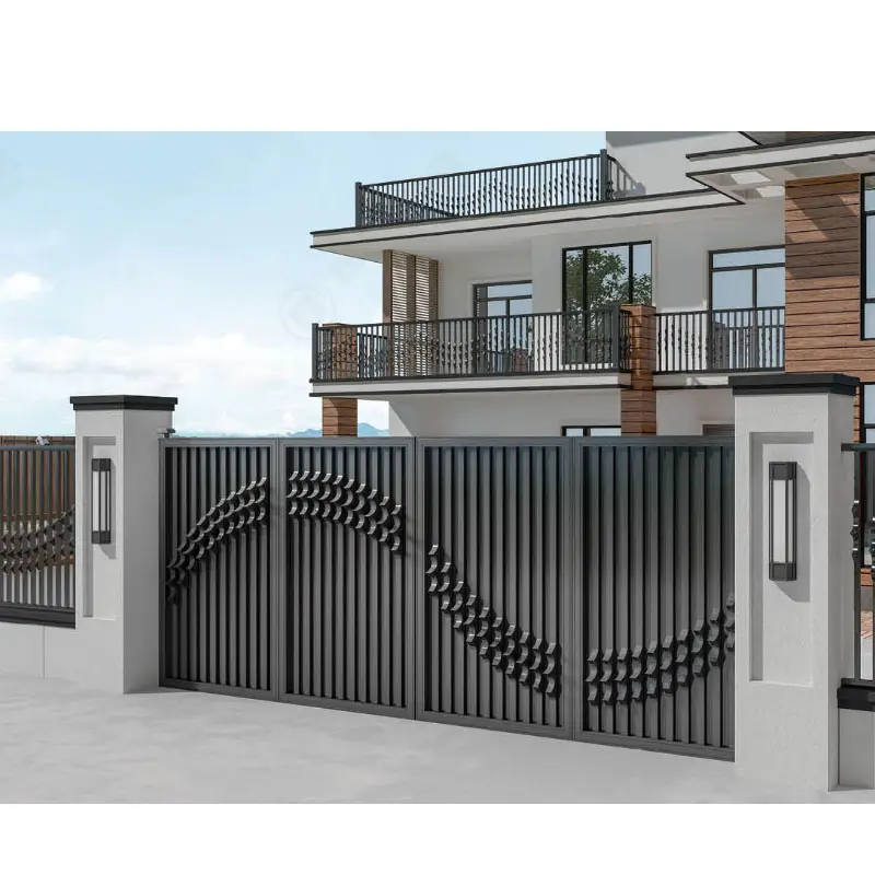Porte de villa à double porte en alliage d'aluminium de luxe personnalisée en usine Porte d'art en aluminium Porte d'entrée en fonte d'aluminium