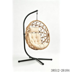 Rattan Hanging <b>Chair</b> <b>Outdoor</b> <b>Swing</b> Seat With Gray Cushion Contemporary Design 38512-26103 - Product Image 3