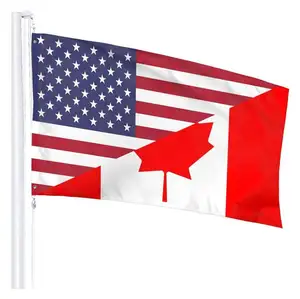 定制涤纶3x 5英尺加拿大美国友好旗，配有黄铜索环