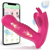 APP-gesteuerter Tragbarer Stoßender Dildo-Vibrator G-Punkt-Klitoris-Stimulator Schmetterlings-Vibrationshöschen Erotisches Spielzeug für Erwachsene