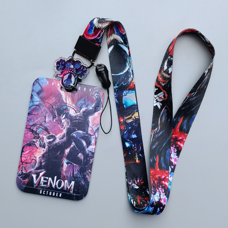 Anime Cool Cartoon Marvel Venom Lanyards Plastic ID Name Badge Card Holder Kids Gifts Campus Student Card Case Accessories Image 4