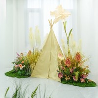 Maßgefertigte DIY Papier Öko-Freundliche Künstliche Riesige Mohnblume Grüne Blume Pflanze für Innenräume Weihnachten Ostern Hochzeit Restaurant Hotel
