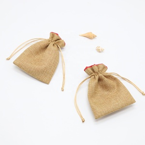 Sac en lin naturel écologique avec cordon de serrage, sac en toile de jute et chanvre pour emballage cadeau - Product Image 2
