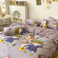 Drap plat classique Queen Size, parure de lit à la mode avec drap plat, housse de couette et taies d'oreillers