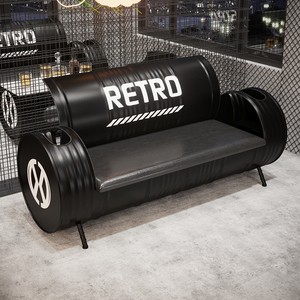 Juego de Muebles de Barril de Metal con Acabado en Polvo, Estilo Industrial Moderno Negro, para Comedor, Bar, Cafetería, Salón Comercial - Product Image 4