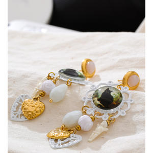 JINYOU 1968 Court винтажные стильные пластиковые серьги с подвесками в виде кошки хрустальные металлические серьги для подарков - Product Image 4