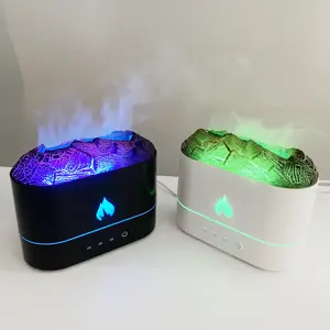 Aparelhos de qualidade do ar Simulação de chama Umidificador com difusor de óleo Máquina Aroma Humificador Difusor de fogo Vulcão