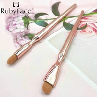 Pinceaux de maquillage finition miroir or rose, 2 pièces, pinceau plat professionnel pour fond de teint et pinceau de précision pour anticernes, ensemble pour femmes