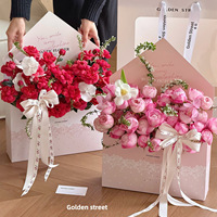 Kotak Bunga Amplop Surat Cinta Ukuran Besar Romantis Kertas Khusus Pita Bunga Kemasan Buket Hari Valentine Kotak DIY