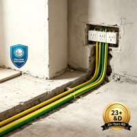 Câble de terre en cuivre sans oxygène, multibrins, BVR, jaune-vert, isolé en PVC, 1,5/2,5/4/6/10/16 mm, pour câblage domestique