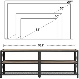 Soporte de televisión con marco de acero para el hogar, mesa central de entretenimiento espacial, almacenamiento de <span class=keywords><strong>estilo</strong></span> <span class=keywords><strong>Industrial</strong></span> para sala de estar - Product Image 3