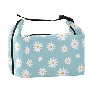 Reusable Daisy Flower Women Insulated <b>Cooler</b> Tote Camping Picnic Double Deck Lunch <b>Cooler</b> <b>Box</b> with Adjustable Shoulder Strap - Product Image 2