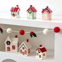 Ornements de maison en céramique macaron créatif de Noël Décorations de table lumineuses dans des décorations de Noël colorées