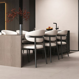 Kadife/sherpa ahşap <span class=keywords><strong>Vintage</strong></span> yemek sandalyeleri Nordic rahat döşemeli mobilya sandalyeler olaylar restoran için - Product Image 4