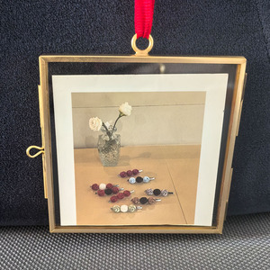 Horloge <span class=keywords><strong>photo</strong></span> murale de Noël en verre double face dorée, thème fée de l'<span class=keywords><strong>amour</strong></span>, Feng Shui, petite taille, vente en gros - Product Image 1