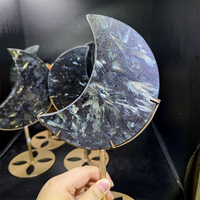 Kindfull Artisanat en Cristal Naturel Pierre de Guérison Astrophyllite Lune avec Support pour Décoration d'Intérieur