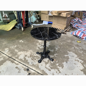 <span class=keywords><strong>Table</strong></span> de restaurant en marbre naturel noir avec base noire, pour café, jardin, <span class=keywords><strong>bistrot</strong></span> français DT069 - Product Image 1