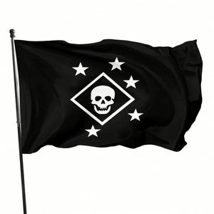 Vibrant Colors and UV Fade Resistance White and Black Marine Raiders <b>Flag</b> for Outdoor Indoor Decoration - Product Image 1