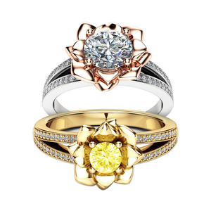 Rose Shape Zircon Inlaid Women Ring Elegant Daily Party Hand Jewelry - Product Image 1