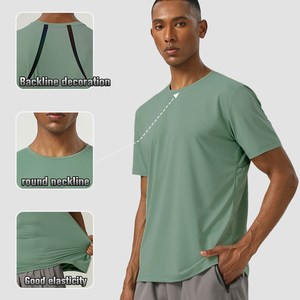 Fabricantes de ropa Logotipo personalizado Hombres Entrenamiento Fitness Poliéster Camiseta Impreso Hombres Gimnasio Relax Fit Camiseta básica - Product Image 5