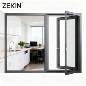 Fenêtres en aluminium ZEKIN NFRC à battants coulissants personnalisées, insonorisées, étanches, à rupture de pont thermique, triple vitrage double vitrage avec moustiquaire - Product Image 1