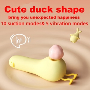 Vibrateur clitoridien en silicone en forme de <span class=keywords><strong>canard</strong></span> mignon 2-en-1, stimulateur du point G et du clitoris, 10 modes, rechargeable par USB, étanche, jouet pour adultes - Product Image 1