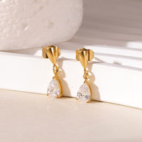 Collection de Boucles d'Oreilles Quotidiennes en Cristal : Clous en Or et Argent en Forme de Goutte, Pierres Facettées en Poire, Bijoux Minimalistes pour Femme