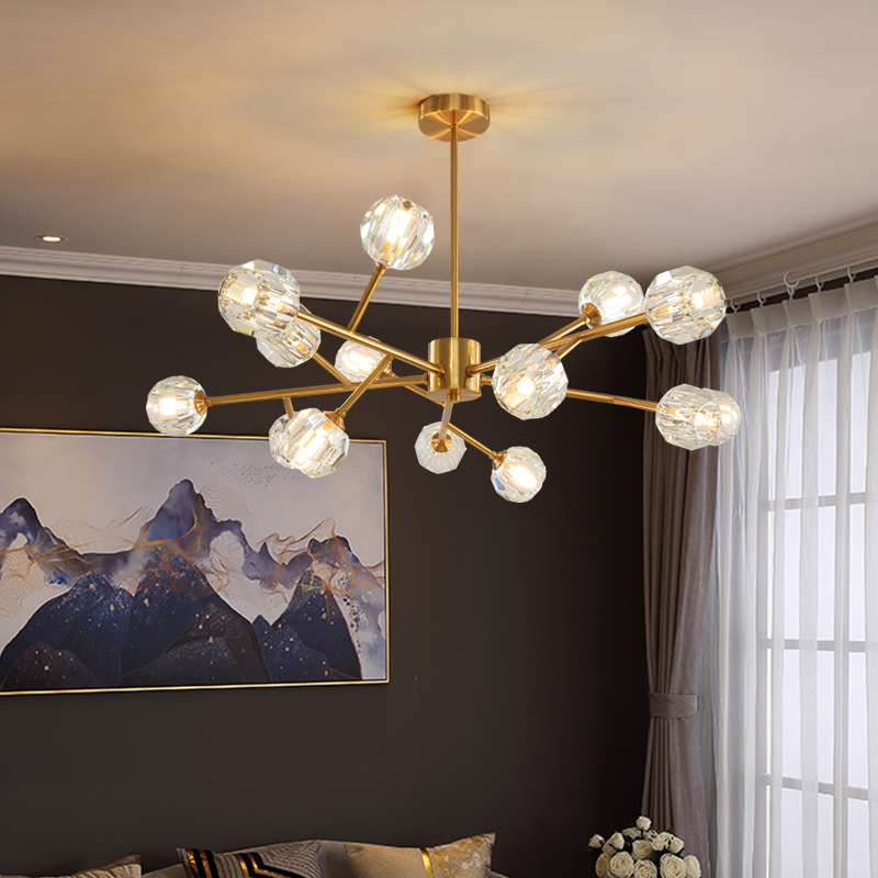 luxury simple atmosphere Nordic living room dining room bedroom crystal lamps lighting molecular light foldable chandelier