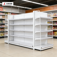 Étagères de supermarché JIUSHUN multi-usages, légères, à double face, métalliques, personnalisées pour les magasins de détail