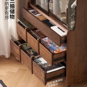 Luca <b>Sideboard</b> Solid Wood Display Cabinet Black Walnut 820x400x1110mm Living Room <b>Storage</b> Furniture - Product Image 2