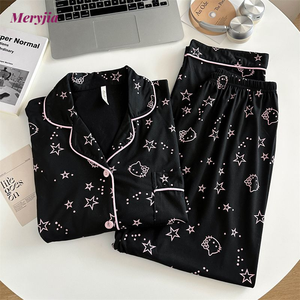 <span class=keywords><strong>Pijama</strong></span> <span class=keywords><strong>de</strong></span> Mujer Cómodo para Estar en Casa Camisones Nuevos con Estampado <span class=keywords><strong>de</strong></span> Dibujos Animados <span class=keywords><strong>de</strong></span> <span class=keywords><strong>Hello</strong></span> <span class=keywords><strong>Kitty</strong></span> Manga Larga Cintura Elástica Dulce Largo - Product Image 1