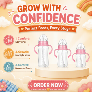New Arc Type Wide-neck Handled Anti-colic PP Baby Bottle Broad Caliber Mouth for Infants Aged 06 Months Packaged Colorful <strong>Box</strong> - Product Image 1