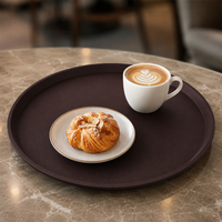 Plateau de service rond en plastique PP pour serveurs, restaurant, bar, café, hôtel, usage commercial, antidérapant