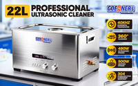 Nouvelle Machine de Nettoyage Ultrasonique Électrique pour Pièces Moteur de Garage, 22L, 480W/500W, 40kHz, 8 Transducteurs, Réservoir en Acier Inoxydable, Minuteur Numérique