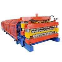 Machine de formage à rouleaux automatique professionnelle à double couche avec moteur à engrenages pour panneaux de toiture métalliques, bardage mural et maisons préfabriquées