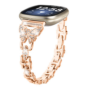 Bracelet de montre de luxe en alliage de diamant de haute qualité 2024, papillon 45 mm 49 mm, <span class=keywords><strong>marque</strong></span> HYX, HY-FB-M24303, pour <span class=keywords><strong>Fitbit</strong></span> Versa 3 4 - Product Image 2