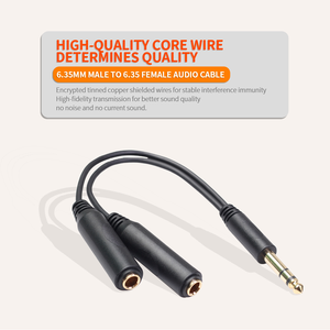 Conector chapado en oro 1/4 pulgadas 6,35mm TRS a doble 6,35mm Y-Splitter <span class=keywords><strong>Cable</strong></span> de audio blindado para <span class=keywords><strong>equipo</strong></span> de estudio de audio - Product Image 2
