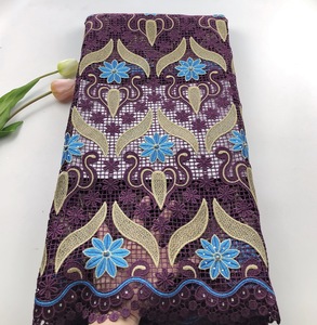 Tela de encaje de cordón de alta calidad de encaje de <span class=keywords><strong>guipur</strong></span> africano multicolor con cuentas para fiesta - Product Image 6