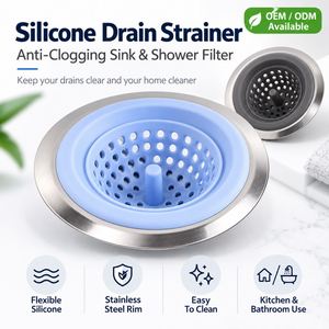 LA Kitchen <b>Drain</b> Filter Basket Silicone <b>Sink</b> <b>Stopper</b> Figural <b>Sink</b> Strainer with Stainless Steel Edge - Product Image 1