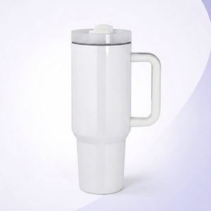 Vaso de Viaje Blanco de Doble Pared con Aislamiento al Vacío de 40 oz, Vaso de Acero Inoxidable con Tapa y Asa - Product Image 1