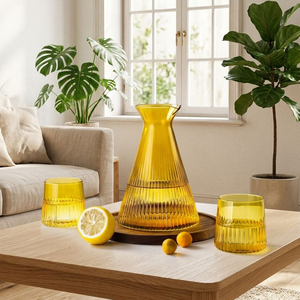 Vente en gros de carafes à boisson en verre soufflé à la main, résistantes aux hautes températures, de 1100 ml, aux couleurs vives et variées, pour jus de fruits - Product Image 6