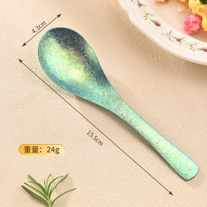 Pure titanium earl spoon large-crystal green