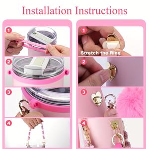 Set Aksesoris Tumbler Fashionable 40oz US RTS 12set/karton dengan Tali Pegangan Kepang, Sedotan, Gantungan Kunci, Alas Karet - Product Image 4