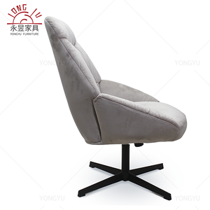 Fauteuil pivotant en velours <span class=keywords><strong>gris</strong></span> <span class=keywords><strong>clair</strong></span>, moderne, pour salon ou chambre, dossier haut rembourré à 360°, siège lounge élégant et confortable - Product Image 3